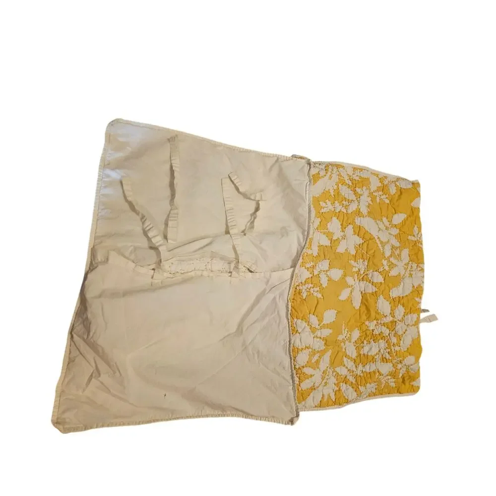 2 Pottery Barn Standard Pillow Shams Yellow White Flower Cotton Cottage